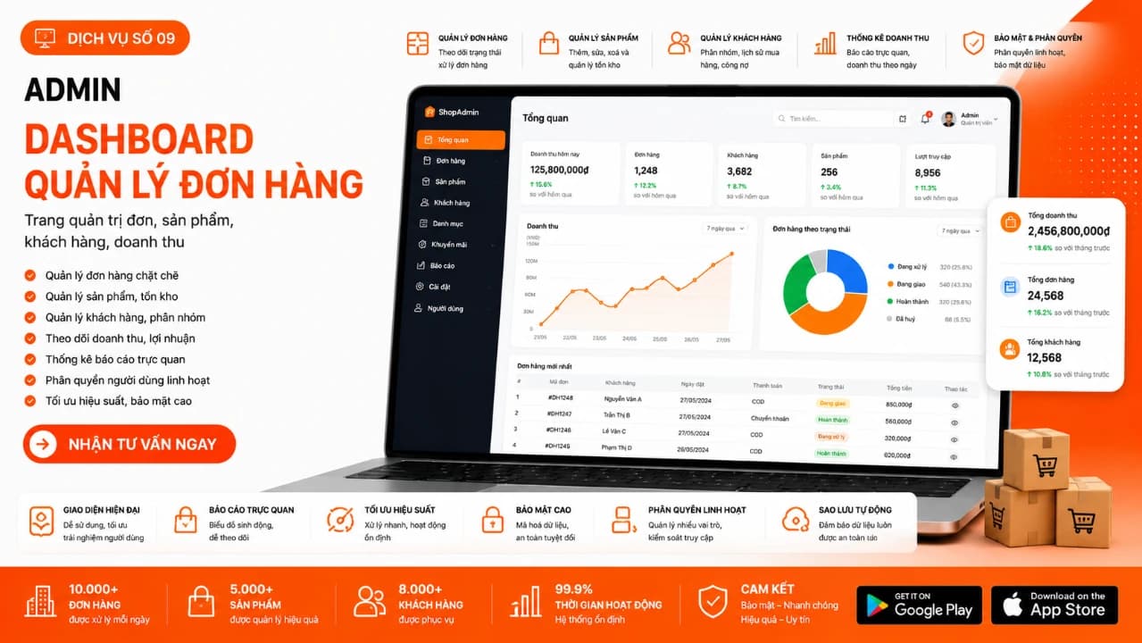 Admin Dashboard Quản Lý Đơn Hàng